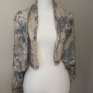 Sequin Shrug Cardigan in Champagne and Silver